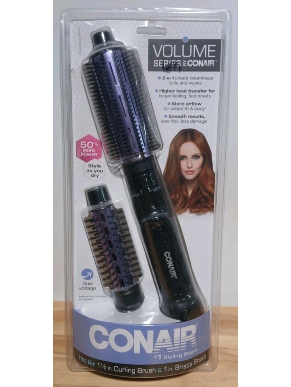 Conair 2-In-1 Hot Air Curling & Bristle Brush Combo Volume NEW Sealed CD160WTCS